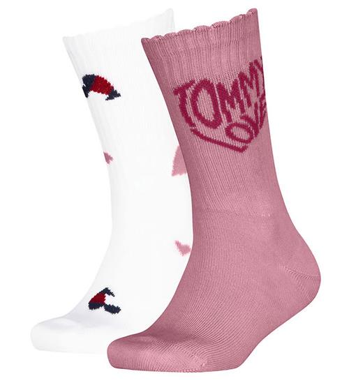 Tommy Hilfiger Strømper - 2-pak - Pink/Hvid