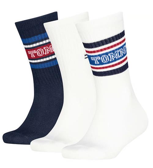 Tommy Hilfiger Strømper - 3-pak - Hvid/Blå