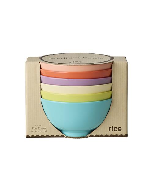 RICE 6-pak Mellemstore Skåle Glory Days Colors  Glory Days Colors M  Blå  M  Drenge, Piger