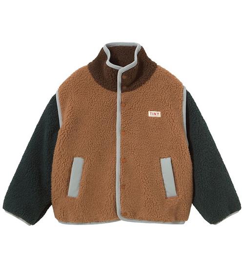 Tiny Cottons Fleecejakke - Color Block Sherpa - Light Brown