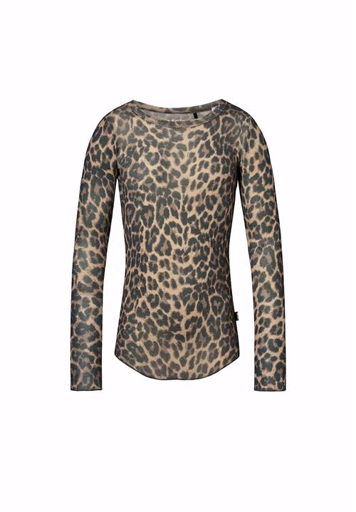 Molo Rihanna Wool T-Shirts Long Sleeves Brushed Leo Brushed Leo 98/104 cm  Sort  98/104 cm  Piger
