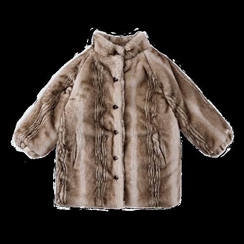 Donsje Amsterdam Mila Jakke Soft Taupe Striped Teddy  Soft Taupe Striped Teddy-6-7 Y  Brun  6-7 år  Piger