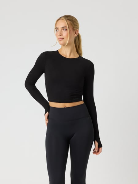 Björn Borg Studio Ribbed Cropped Long Sleeve Sort, XL
