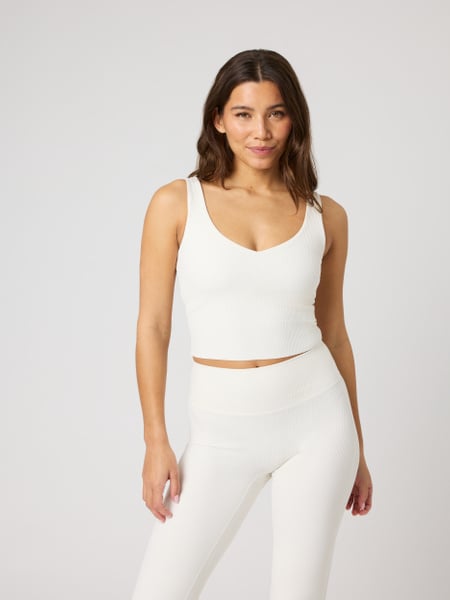 Björn Borg Studio Ribbed V-neck Top Hvid, L
