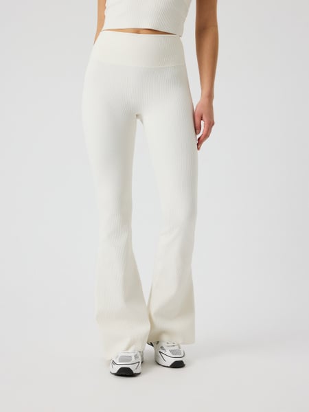 Björn Borg Studio Ribbed Flare Tights Tall Hvid, L