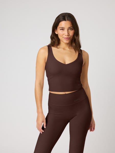 Björn Borg Studio Ribbed V-neck Top Brun, XL