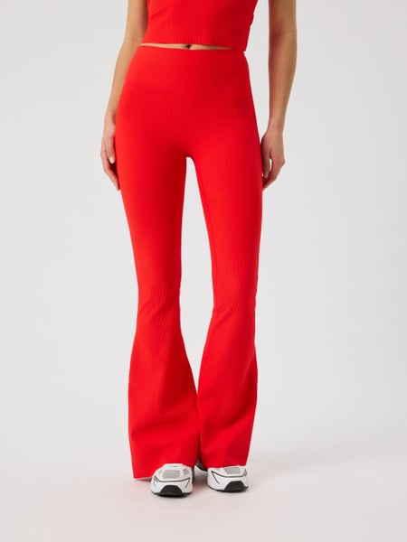 Björn Borg Studio Ribbed Flare Tights Tall Rød, XL