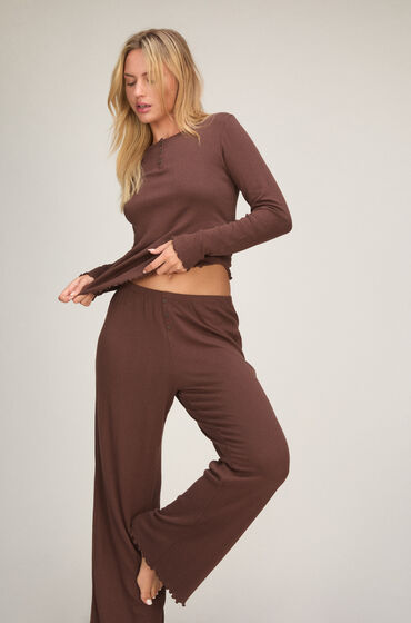 Hunkemöller Pyjamasbukser Loose Pointelle Brun