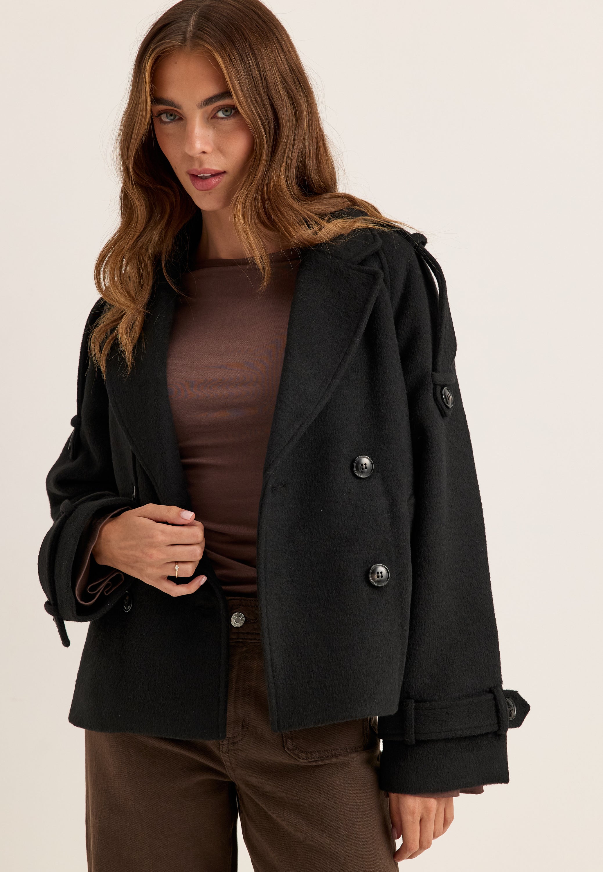 BUBBLEROOM Wool Blend Short Coat