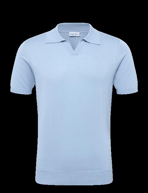 Davida Cashmere | Man Fine Knit Open Collar T-Shirt | XL
