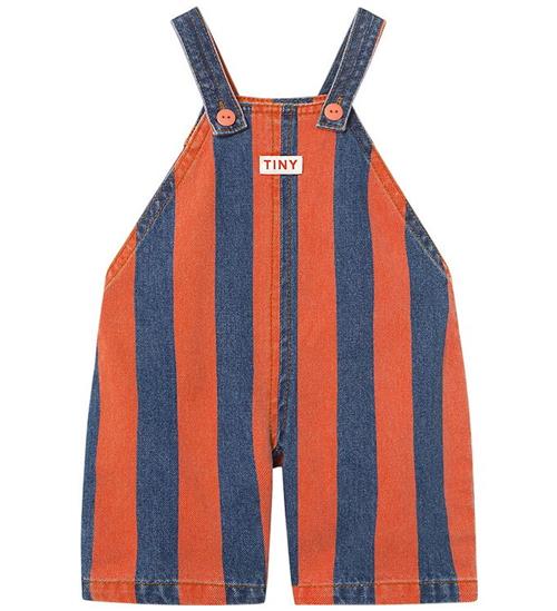 Tiny Cottons Smækbukser - Red Stripes - Denim Medium Wash
