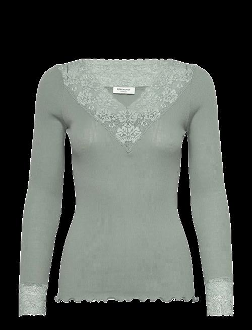 Rosemunde | Rwbernadine Organic Ls V-Neck Lace T-Shirt | M