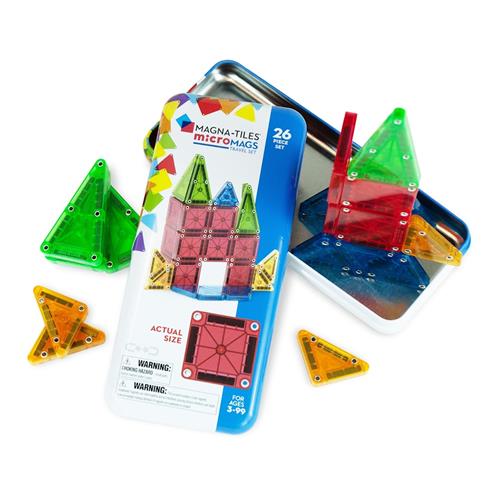 Magna-Tiles MAGNA-TILES MicroMAGS Travel Tin Case 26 Pcs Hvid One Size  Hvid  One Size 3+ Years Drenge, Piger