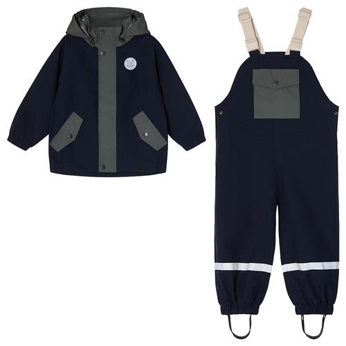 Kuling Skagen Regnsæt Med God Åndbarhed Navy/Light Green Blocking  Navy/Light Green Blocking-86/92 cm  Marineblå  86/92 cm  Drenge, Piger