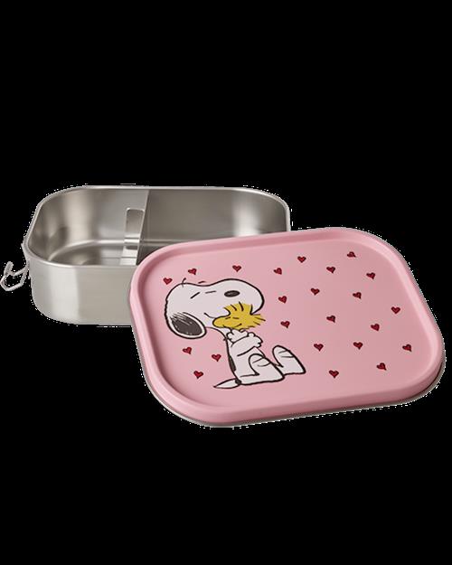 RICE Stor Madkasse I Rustfrit Stål Med Udtagelig Skillevæg Pink Snoopy Print  Pink One Size  Lyserød  One Size