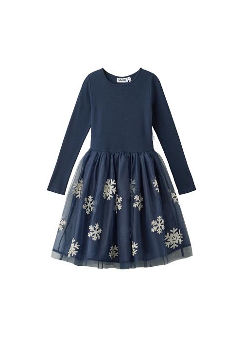 Molo Cyrus Dress Ls Snowflakes Snowflakes 98/104 cm  Marineblå  98/104 cm  Piger