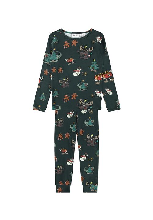 Molo GOTS Lue Pyjamas Cartoony Xmas  Cartoony Xmas 116 cm  Grøn  116 cm  Drenge, Piger