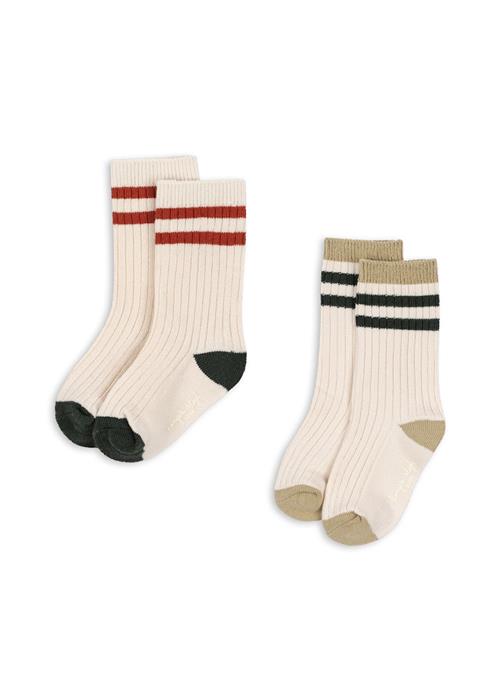 Konges Sløjd 2-pak Ribstrømper Green Stripe  Green Stripe-29-32  Grøn  29-32 EU  Drenge