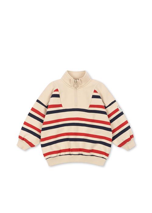 Konges Sløjd Loupy Sweatshirt Med Halv Lynlås Tangerine Stripe  Tangerine Stripe-18M  Hvid  18 måneder  Drenge