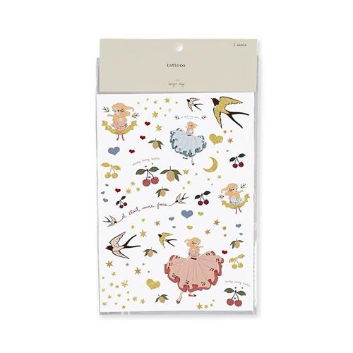Konges Sløjd Tatoveringsklistermærker Girl Mix Pack  Girl Mix Pack-ONE SIZE  Sort  One Size  Drenge, Piger