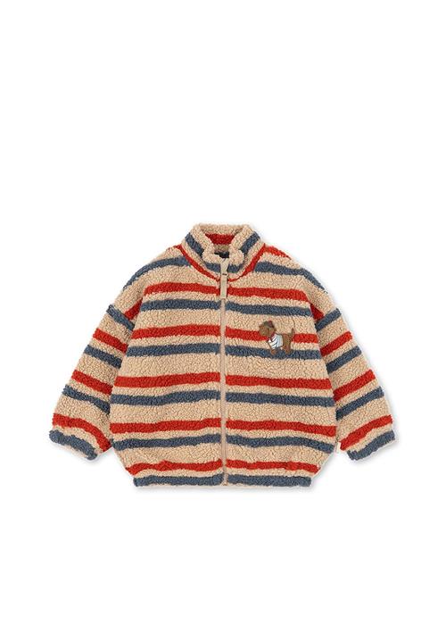 Konges Sløjd Jody Fleecejakke Med Broderi Og Luv Tangerine Stripe  Tangerine Stripe-2Y  Hvid  2 år  Drenge, Piger