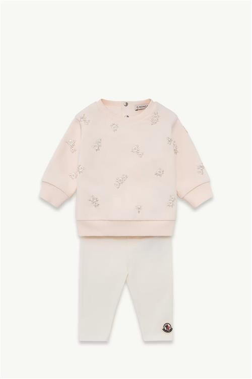 Moncler Embroidered Floral Cotton Blend Set Light Pink 92 cm  Lyserød  92 cm  Piger