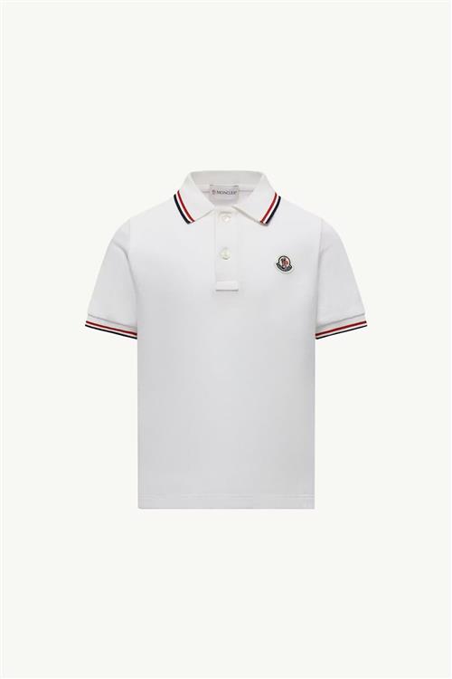 Moncler Tricolor Trim Polo Natural  Natural 164 cm  Hvid  164 cm  Drenge