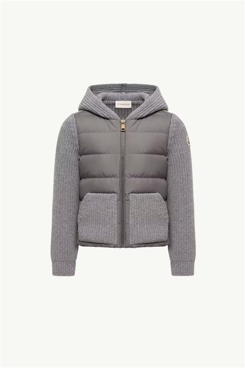 Moncler Vatteret Uldcardigan Medium Grey  Medium Grey 164 cm Uld Grå  164 cm  Piger