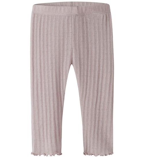 Name It Leggings - Uld/Silke - Rib - Hulmønster - NbfWossa - Vio