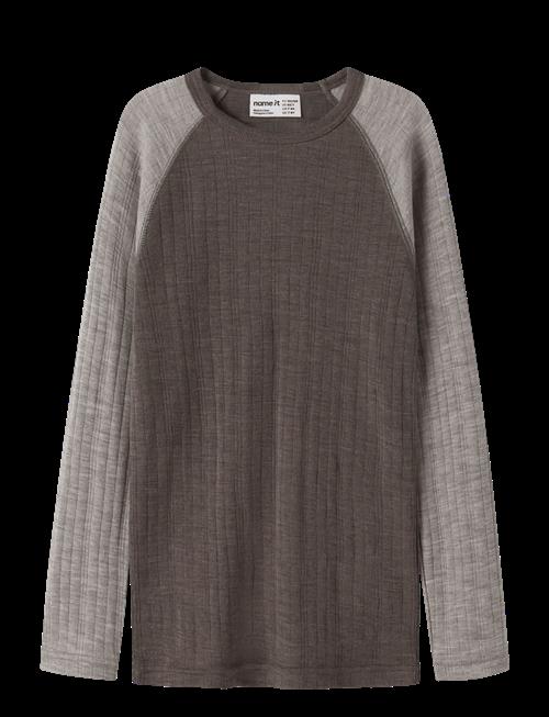 name it | Nkmwang Wool Needle Ls Top Solid | 146-152
