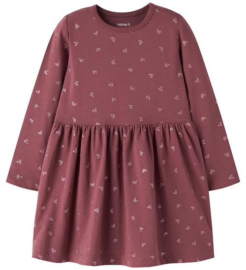 Name It Kjole - NmfVivian - Wild Ginger/Pink Glitter Hearts