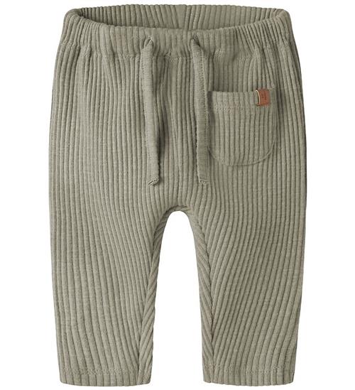 Lil' Atelier Bukser - Rib - NbmRajo - Moss Gray
