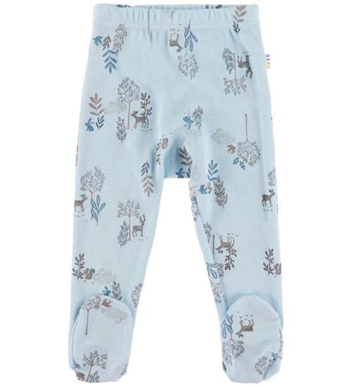 Joha Leggings m. Fødder - Uld/Silke - Blå m. Natur