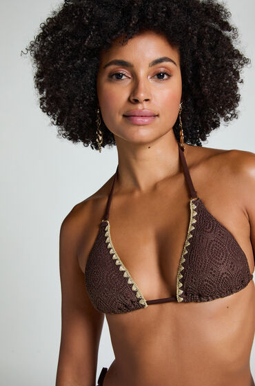 Hunkemöller Triangle bikinitop hæklet Brun