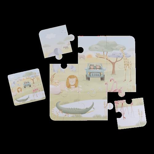 Little Dutch Safari Friends Puslespil Med 6 Brikker Green  Green One Size  Grøn  One Size  Drenge, Piger