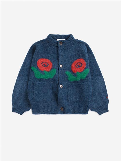 Bobo Choses Stamp Bloom Cardigan Midnight Blue  Midnight Blue 2-3 Y  Blå  2-3 år  Drenge, Piger