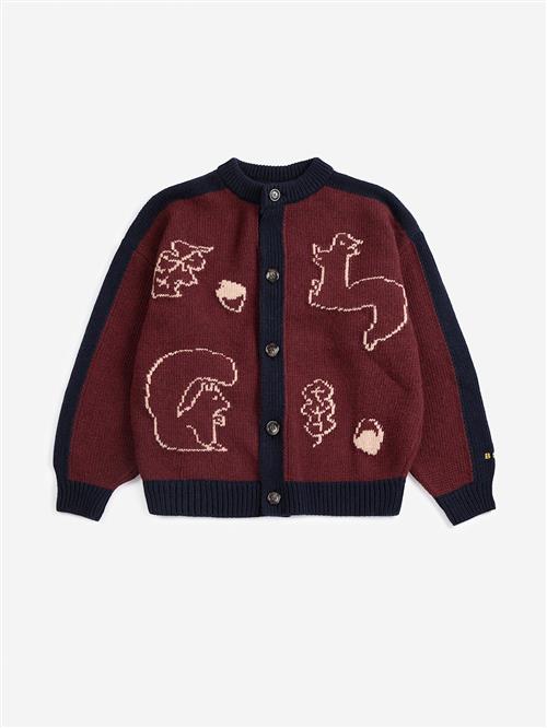 Bobo Choses Forest Scene Cardigan Burgundy Red  Burgundy Red 8-9 Y  Rød  8-9 år  Drenge