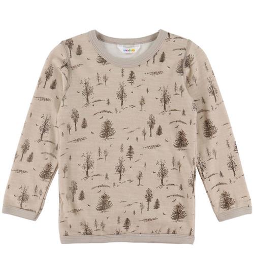 Joha Bluse - Uld/Viskose - Beige m. Træer