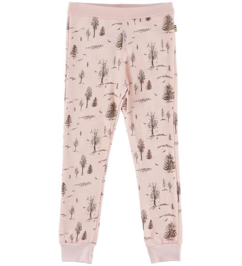 Joha Leggings - Uld/Viskose - Lyserød m. Træer