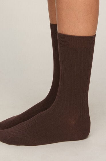 Hunkemöller Cashmere Blend Ribbed Socks Brun
