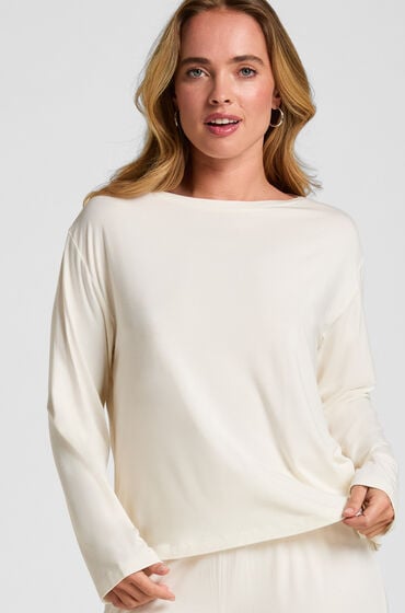Hunkemöller Pyjamas Topp Langærmet Jersey Hvid