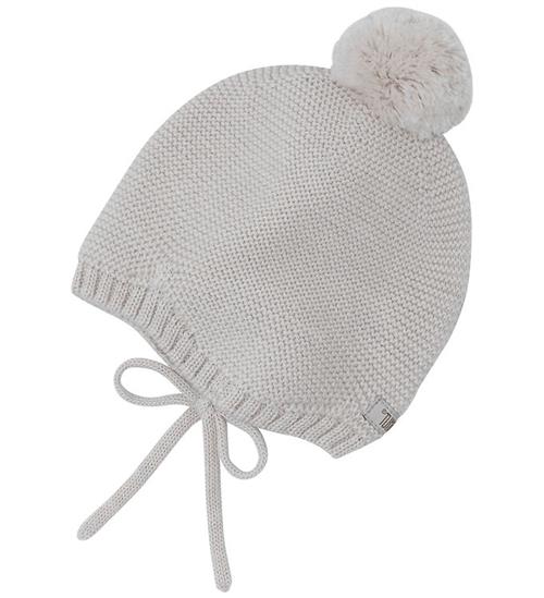 Huttelihut Babyhjelm - Uld - Sand Melange m. Kvast