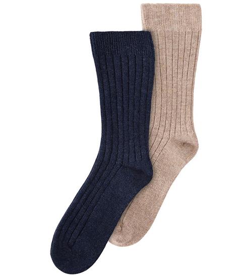 Huttelihut Strømper - Viskose/Uld - Rib - 2-pak - Dark Navy