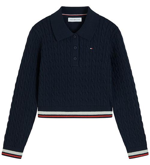 Tommy Hilfiger Polobluse - Cropped - Strik - Dark Blue