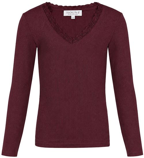 Hound Bluse - HdLisa - Rib - Burgundy m. Blondekant