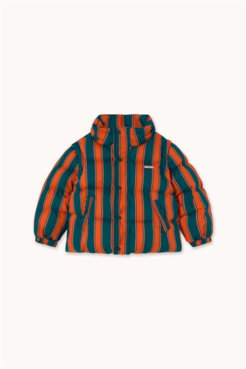 Tinycottons Retro Stripes Short Padded Jacket Summer Red-8y  Rød  8 år  Drenge, Piger