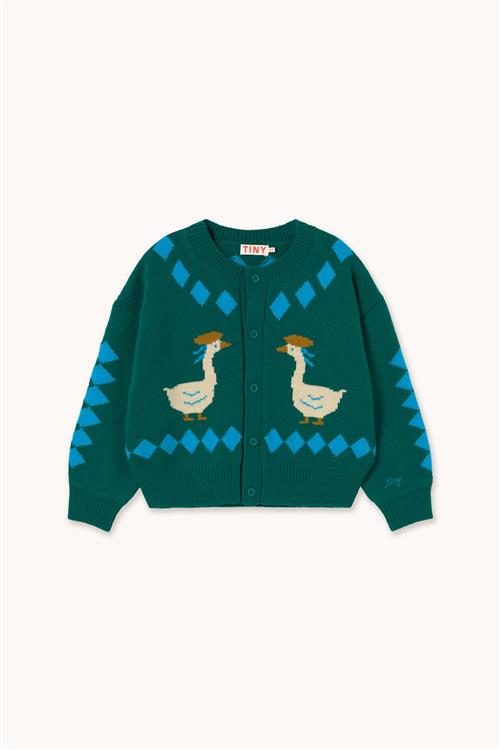 Tinycottons Vanilla Geese Cardigan Dark Green-6y  Grøn  6 år  Piger