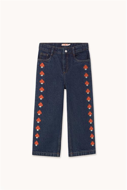 Tinycottons Mini Mushrooms Embroidered Denim Pant Denim Dark Wash -8y  Blå  8 år  Drenge, Piger