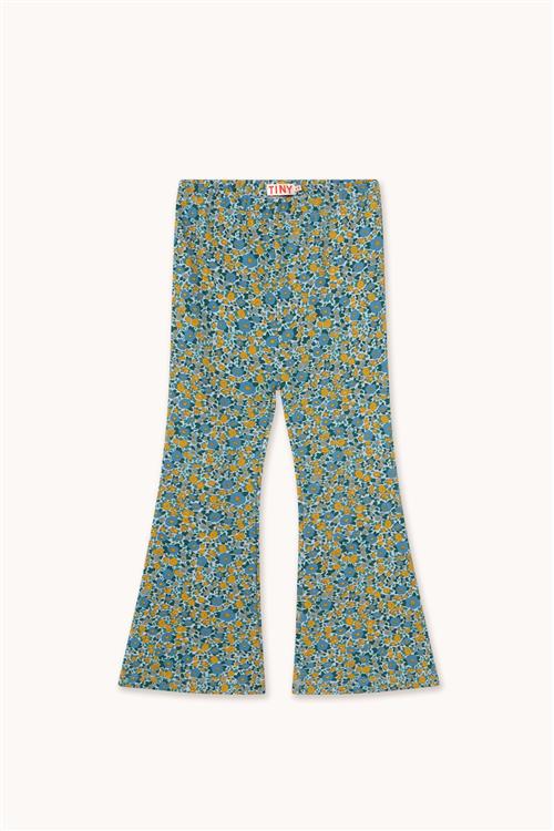 Tinycottons Flower Pattern Rib Pant Washed Blue-4y  Blå  4 år  Piger