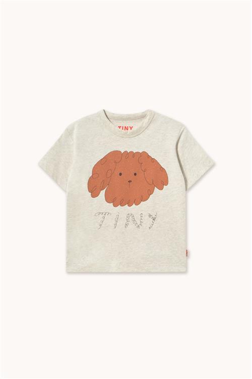 Tinycottons Curly Dog Graphic Tee Cream Heather-8y  Creme  8 år  Drenge, Piger
